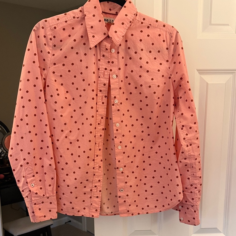 Boden Pink Polka Dot Button Down Shirt